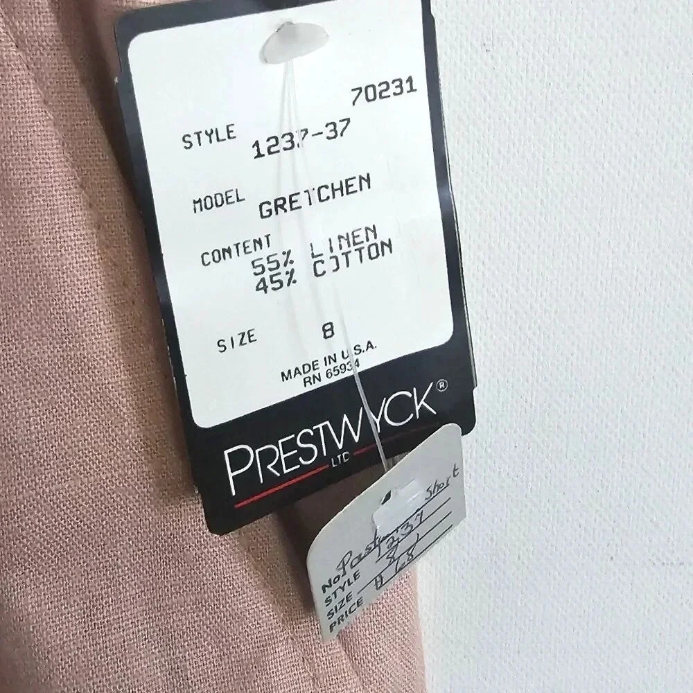 Vintage Prestwyck LTD Gretchen Pleated Linen Cotton Blend Shorts Size 8 Pink‎ - Picture 3 of 7